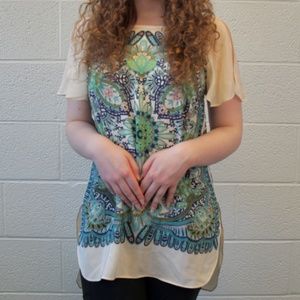 Maeve Multi-Color Mandala Pattern Lightweight Blouse